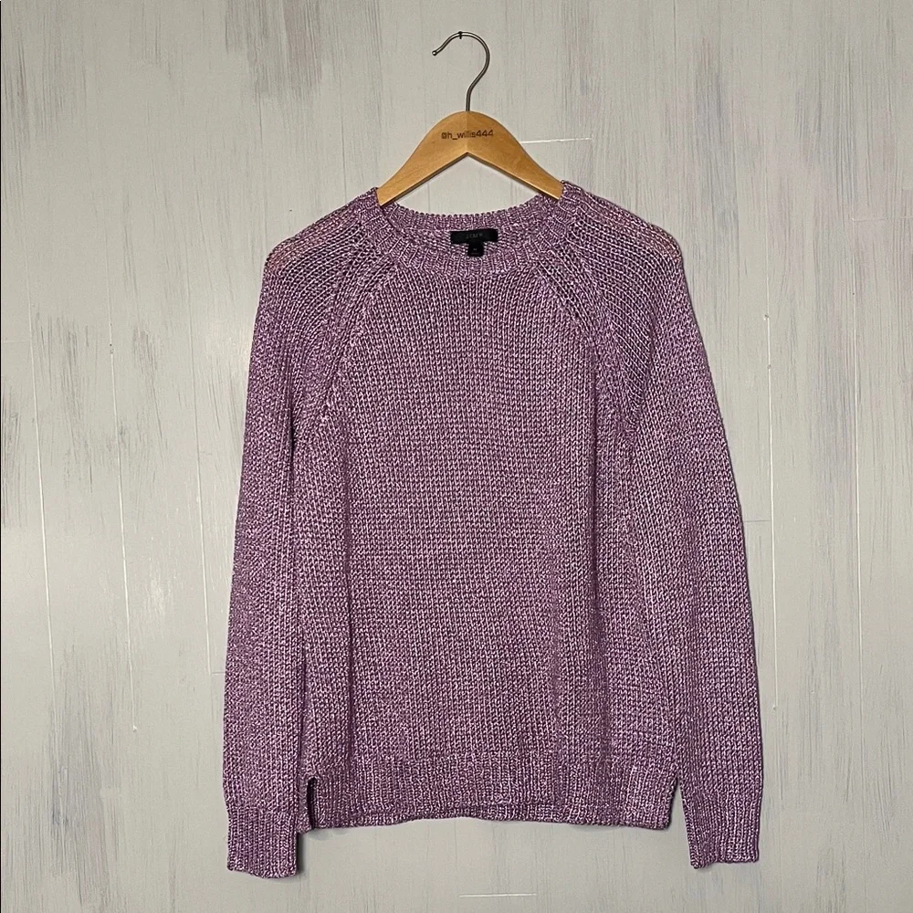 J.Crew Metallic Sparkle Side Slit Purple Pullover Sweater Size M‎